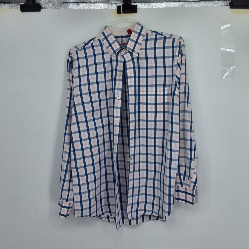 IZOD medium Men's Blue and White Checkered Shirt